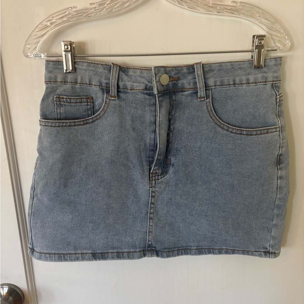 Light Blue Denim Mini Skirt